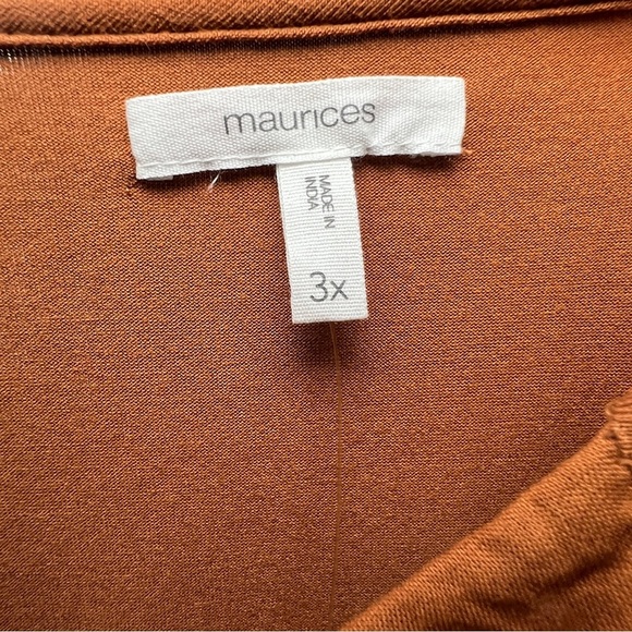 Maruices Ruffle Trim Peplum Top - Rust (Size 3X) - Picture 5 of 8